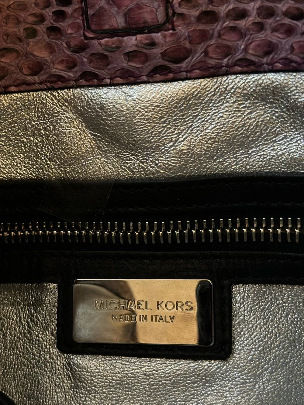 Michael Kors Collection — Large Skorpios Python Satchel Multicolor Pink Genuine